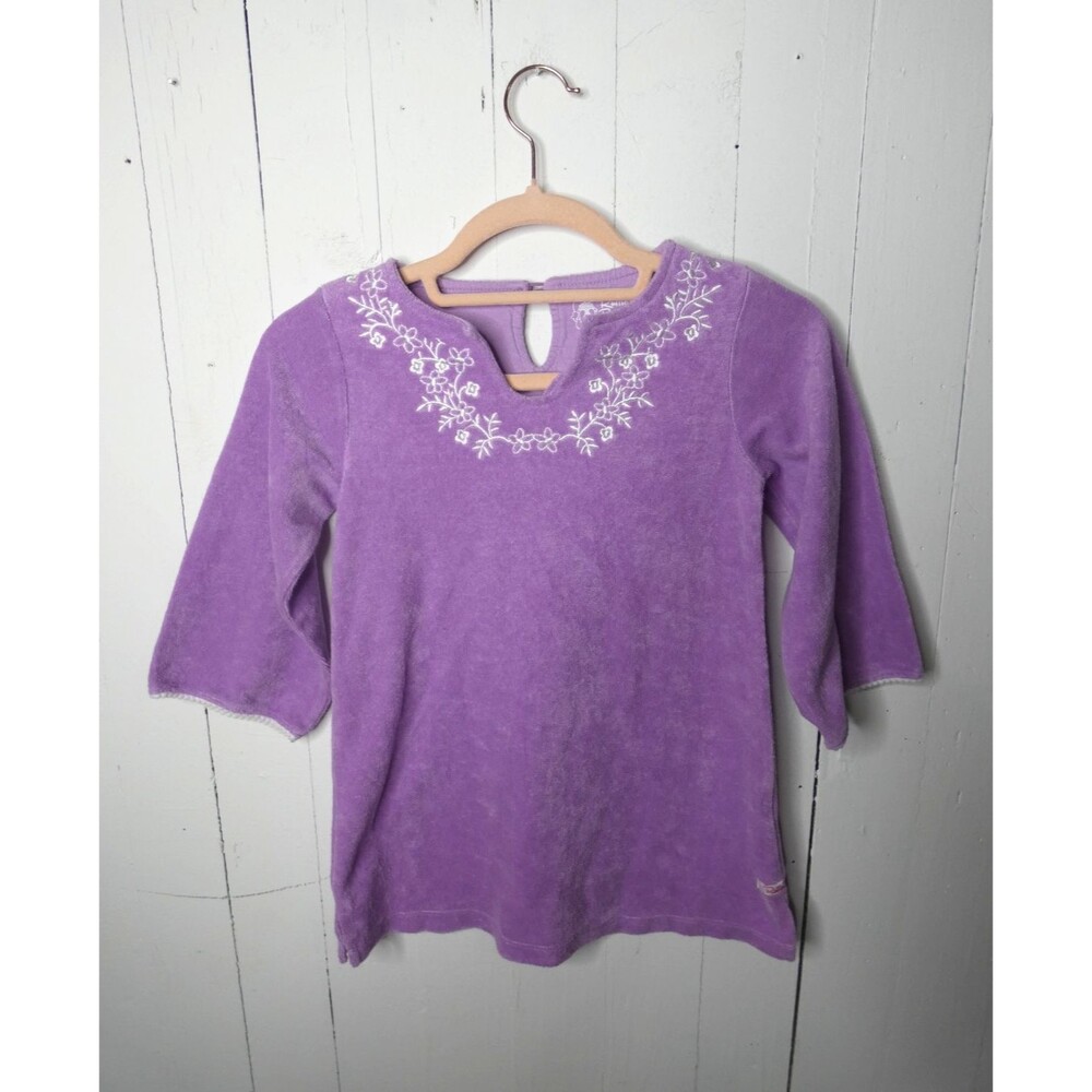 Ruffle Butts Girls 5 Purple Terry Cloth Cover Up Embroidered Pullover Dress